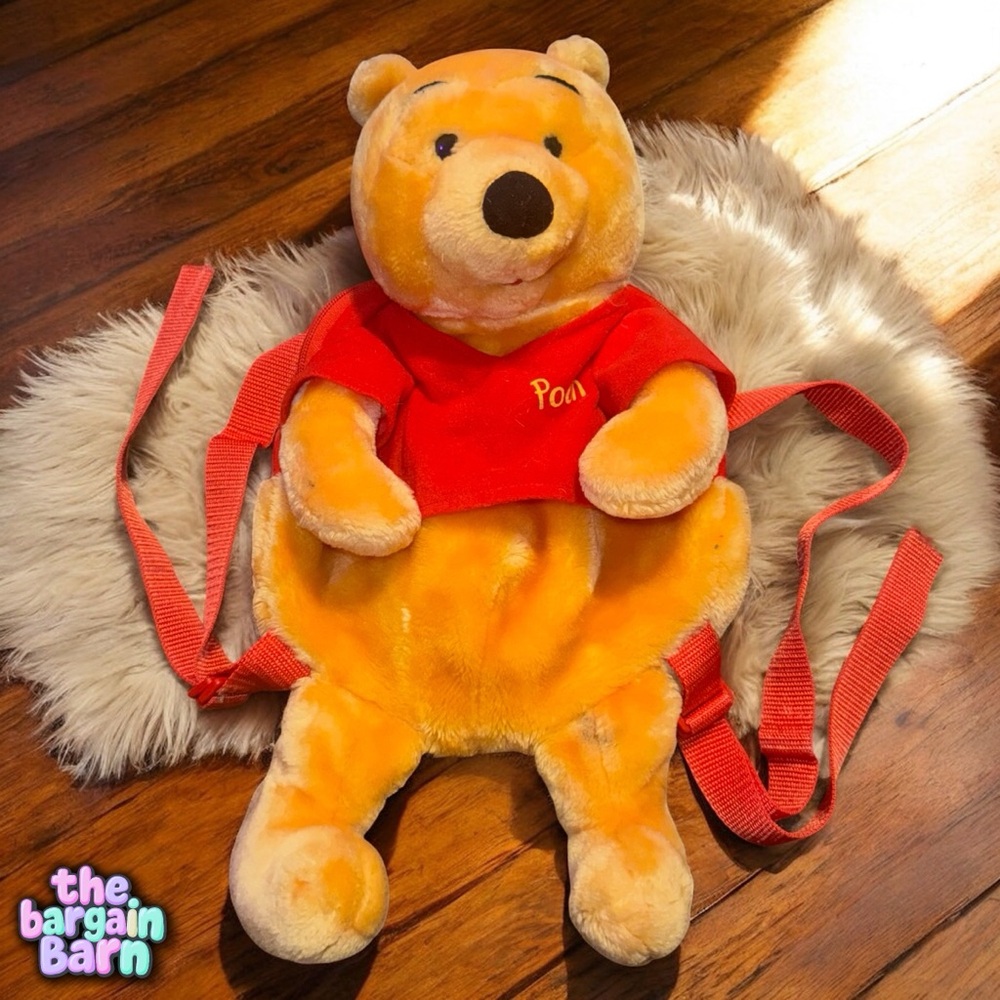 Disney Winnie the Pooh Bear Vintage Stuffed Plush Zippered Backpack